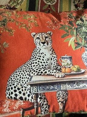 Decorative Orange Cheetah Print Accent Pillow